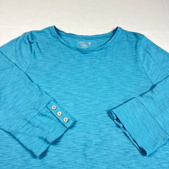 Chicos Basic Tee Light Blue Essential 3/4 Sleeve T-Shirt Soft Casual Top 3 XL - Picture 3 of 10